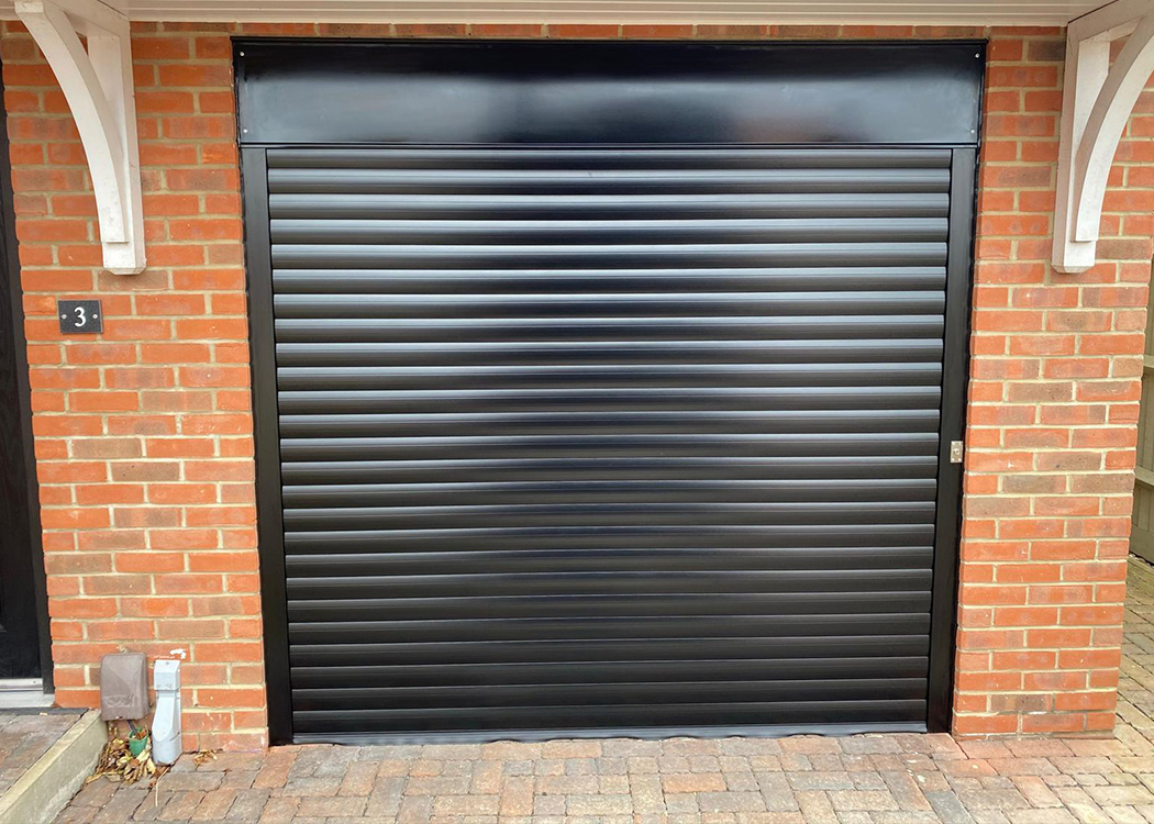 image of a black garage door