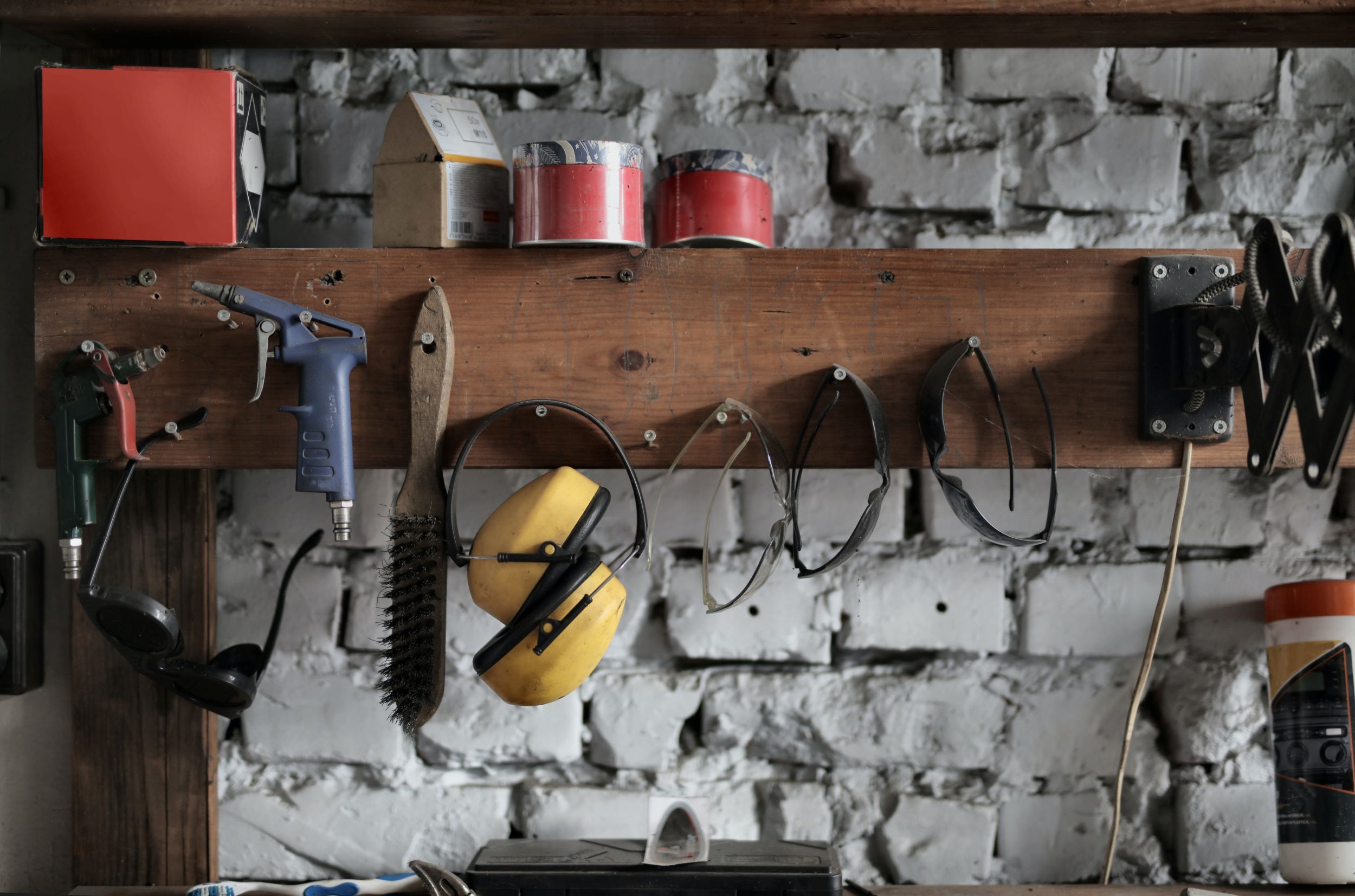 image of tools hanging up in a garage