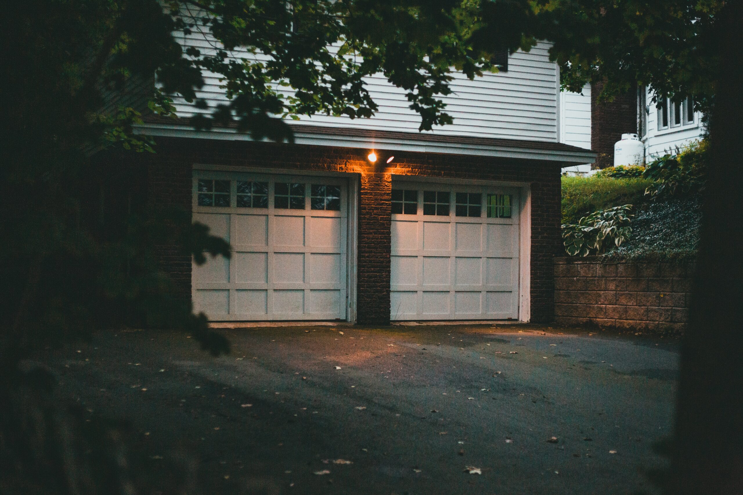 image of a white double garage door